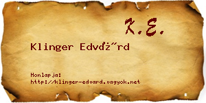 Klinger Edvárd névjegykártya